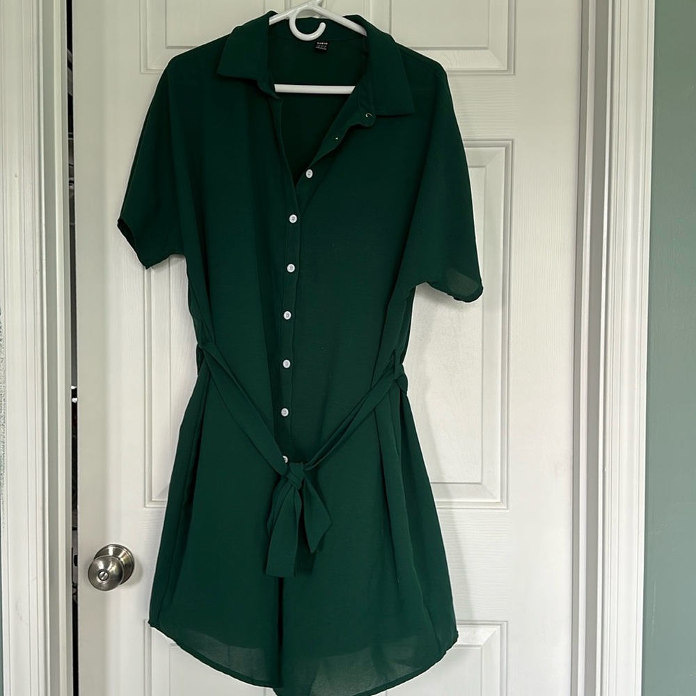 SHEIN button down dress with tie